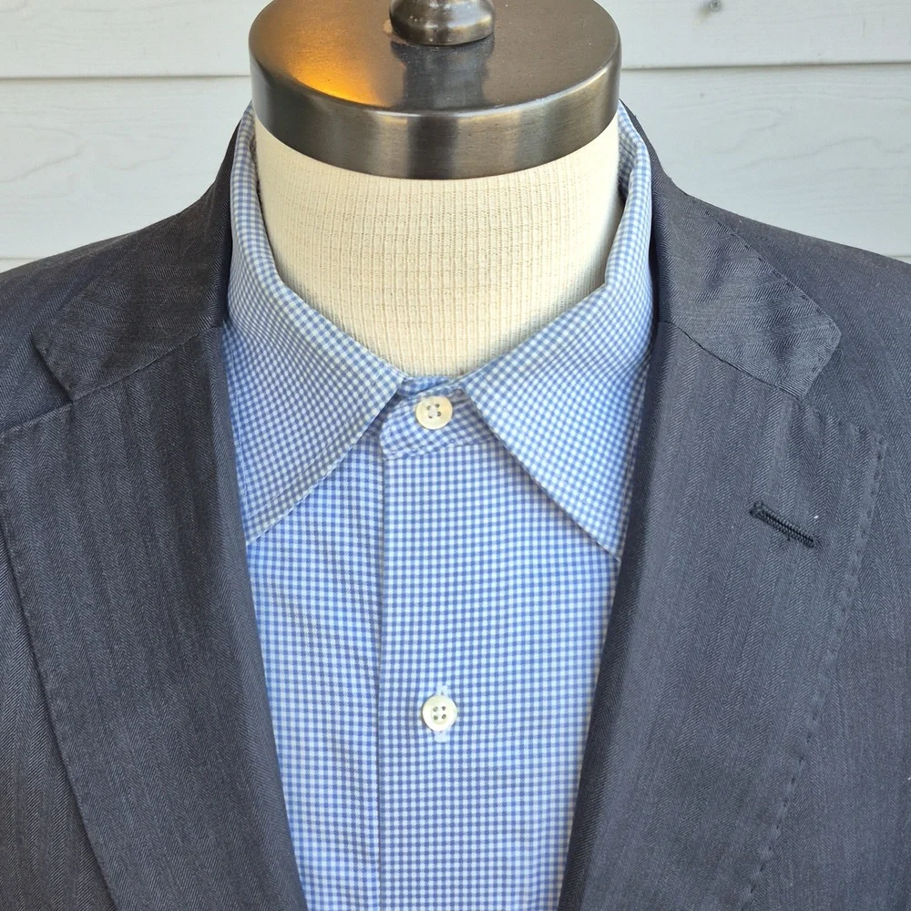TOM JAMES Royal Classic Grey Holland Sherry Wool Bespoke Sz 42 R Mens Sport Coat